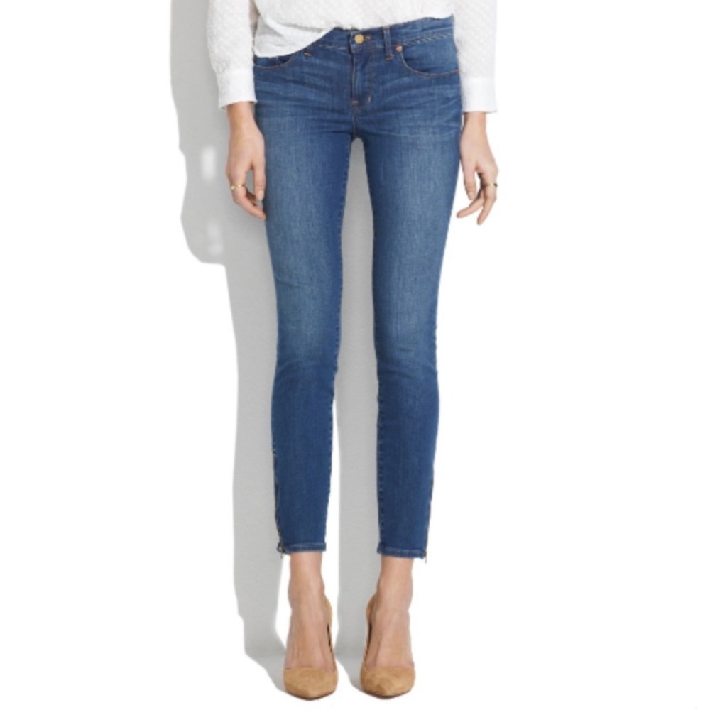 Madewell Skinny Skinny Ankle Zipper Light-Middle Wash Colored Blue Denim Jeans